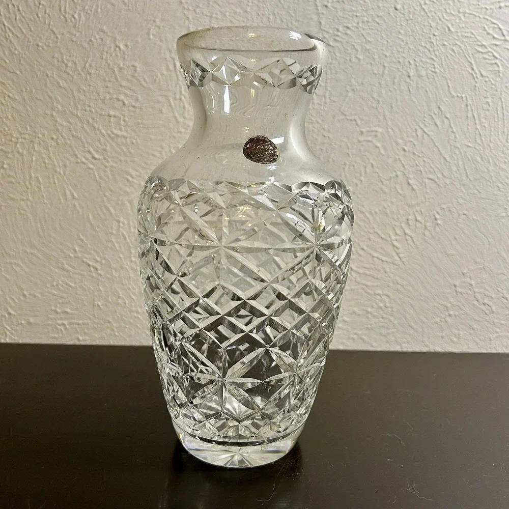 VTG Large English Cut Crystal Vase Made in England 9.25